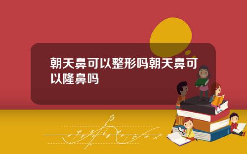 朝天鼻可以整形吗朝天鼻可以隆鼻吗
