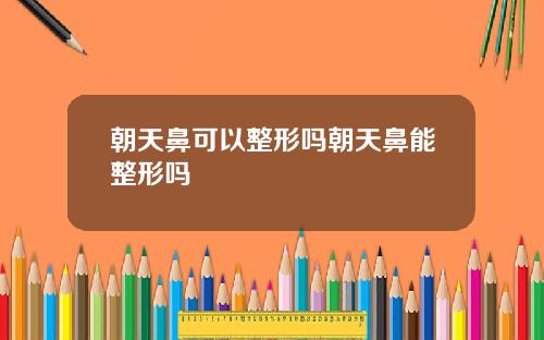 朝天鼻可以整形吗朝天鼻能整形吗