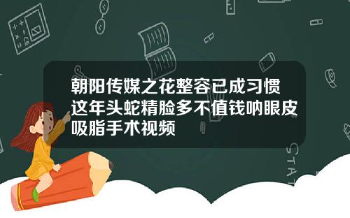 朝阳传媒之花整容已成习惯这年头蛇精脸多不值钱呐眼皮吸脂手术视频