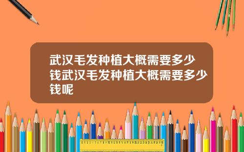 武汉毛发种植大概需要多少钱武汉毛发种植大概需要多少钱呢