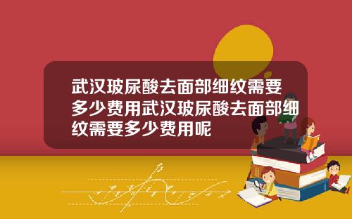 武汉玻尿酸去面部细纹需要多少费用武汉玻尿酸去面部细纹需要多少费用呢