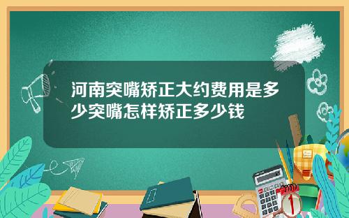 河南突嘴矫正大约费用是多少突嘴怎样矫正多少钱