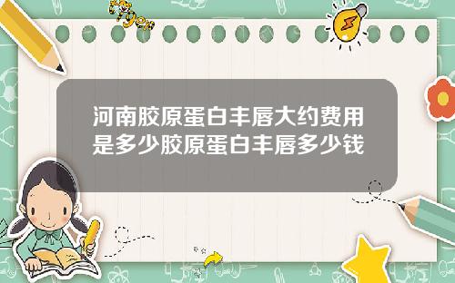 河南胶原蛋白丰唇大约费用是多少胶原蛋白丰唇多少钱