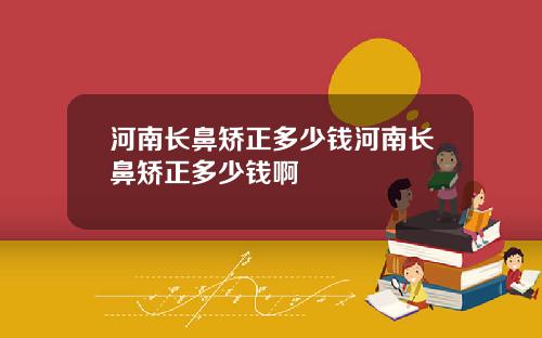 河南长鼻矫正多少钱河南长鼻矫正多少钱啊