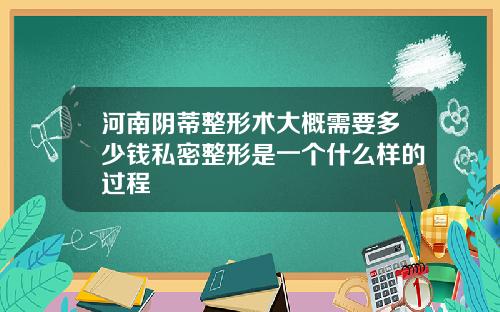 河南阴蒂整形术大概需要多少钱私密整形是一个什么样的过程