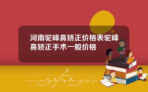 河南驼峰鼻矫正价格表驼峰鼻矫正手术一般价格