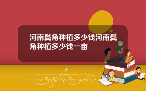 河南鬓角种植多少钱河南鬓角种植多少钱一亩