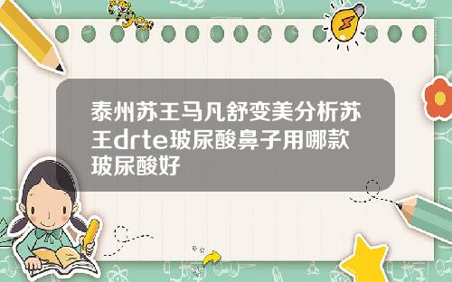 泰州苏王马凡舒变美分析苏王drte玻尿酸鼻子用哪款玻尿酸好