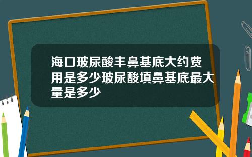 海口玻尿酸丰鼻基底大约费用是多少玻尿酸填鼻基底最大量是多少