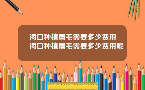 海口种植眉毛需要多少费用海口种植眉毛需要多少费用呢