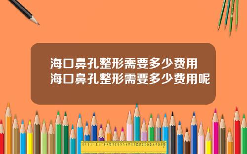 海口鼻孔整形需要多少费用海口鼻孔整形需要多少费用呢