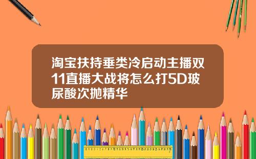 淘宝扶持垂类冷启动主播双11直播大战将怎么打5D玻尿酸次抛精华