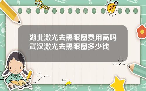 湖北激光去黑眼圈费用高吗武汉激光去黑眼圈多少钱