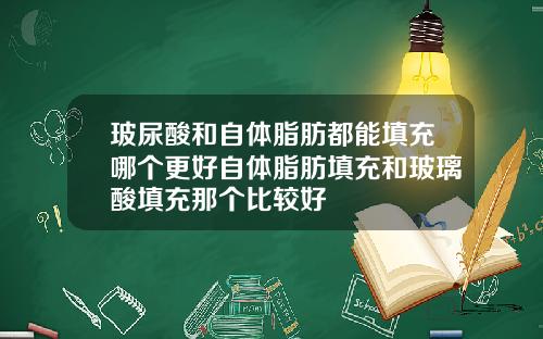 玻尿酸和自体脂肪都能填充哪个更好自体脂肪填充和玻璃酸填充那个比较好
