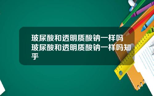 玻尿酸和透明质酸钠一样吗玻尿酸和透明质酸钠一样吗知乎