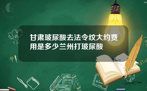甘肃玻尿酸去法令纹大约费用是多少兰州打玻尿酸
