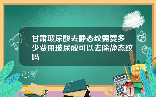 甘肃玻尿酸去静态纹需要多少费用玻尿酸可以去除静态纹吗