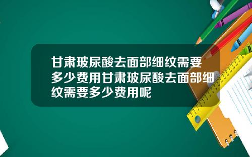 甘肃玻尿酸去面部细纹需要多少费用甘肃玻尿酸去面部细纹需要多少费用呢
