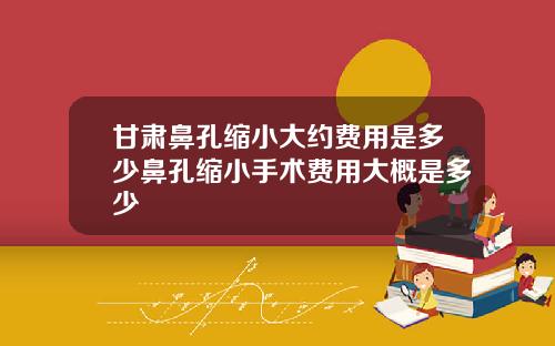 甘肃鼻孔缩小大约费用是多少鼻孔缩小手术费用大概是多少