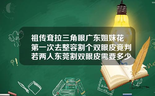 祖传耷拉三角眼广东姐妹花第一次去整容割个双眼皮竟判若两人东莞割双眼皮需要多少钱一次