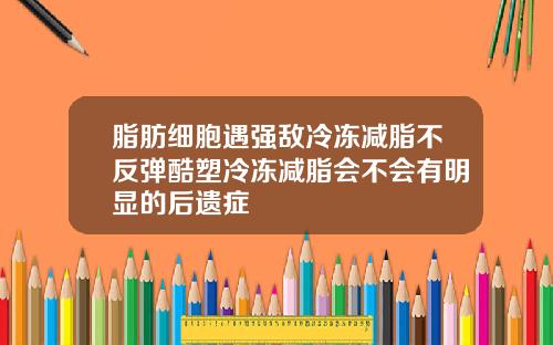 脂肪细胞遇强敌冷冻减脂不反弹酷塑冷冻减脂会不会有明显的后遗症