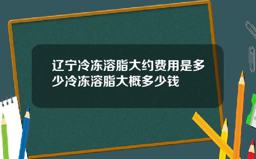 辽宁冷冻溶脂大约费用是多少冷冻溶脂大概多少钱