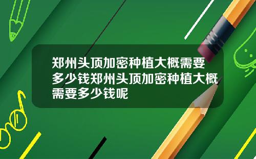 郑州头顶加密种植大概需要多少钱郑州头顶加密种植大概需要多少钱呢