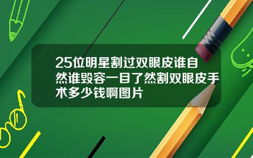 25位明星割过双眼皮谁自然谁毁容一目了然割双眼皮手术多少钱啊图片