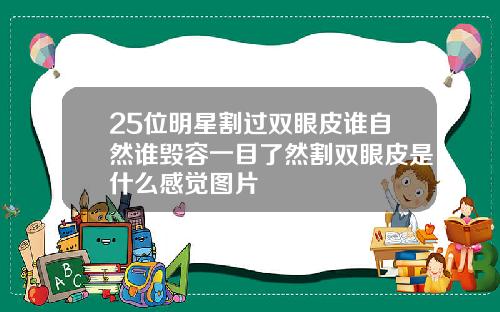 25位明星割过双眼皮谁自然谁毁容一目了然割双眼皮是什么感觉图片