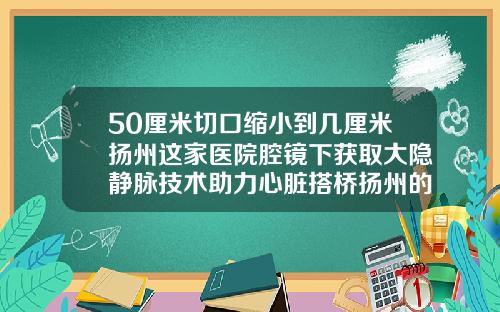 50厘米切口缩小到几厘米扬州这家医院腔镜下获取大隐静脉技术助力心脏搭桥扬州的整形医院