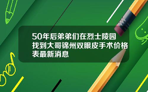50年后弟弟们在烈士陵园找到大哥锦州双眼皮手术价格表最新消息