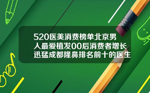 520医美消费榜单北京男人最爱植发00后消费者增长迅猛成都隆鼻排名前十的医生有哪些