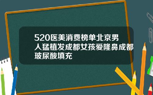 520医美消费榜单北京男人猛植发成都女孩爱隆鼻成都玻尿酸填充