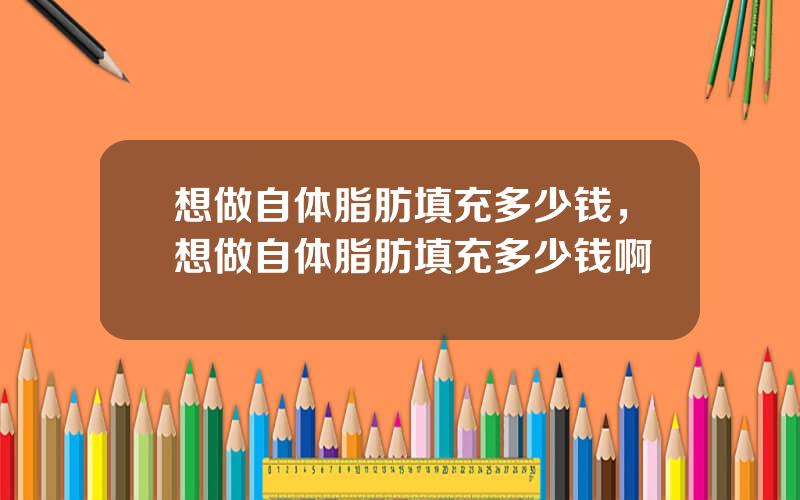 想做自体脂肪填充多少钱，想做自体脂肪填充多少钱啊